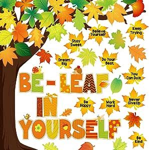 90 Pcs Growth Mindset Bulletin Board Decorations Classroom Tree Bulletin Board Sets Positive Sayings Be Leaf in Yourself Paper Cut Outs Inspirational Accent for Office Decor Chalkboard Supply(Yellow) Be Leaf In Yourself, Tree Bulletin Board, Mindset Bulletin Board, Classroom Tree, Growth Mindset Bulletin Board, Bulletin Board Sets, Fall Tree, Growth Mindset, Bulletin Board