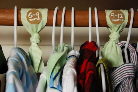 For Everything There is a Season: Simple Closet Organization: Size Dividers Organisation, Simple Closet Organization, Clothes Rack Closet, Nursery Organisation, Wardrobe Dividers, Baby Clothes Dividers, Vendor Ideas, Frat House, Clothes Dividers