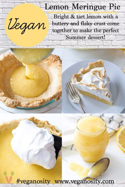 Vegan Lemon Pie Filling, Vegan Lemon Meringue Pie, Vegan Lemon Meringue, Vegan Filling, Vegan Lemon Curd, Healthy Vegan Dessert, Vegan Pies, Meringue Pie Recipes, Vegan Pie