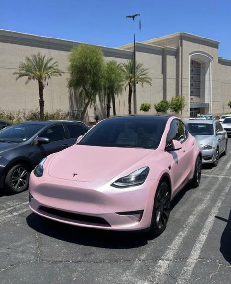 Pink Tesla, Pink Car Accessories, Barbie Car, Girly Car, Tesla Car, Getaway Car, Sweet Cars, Classy Cars, Pink Car