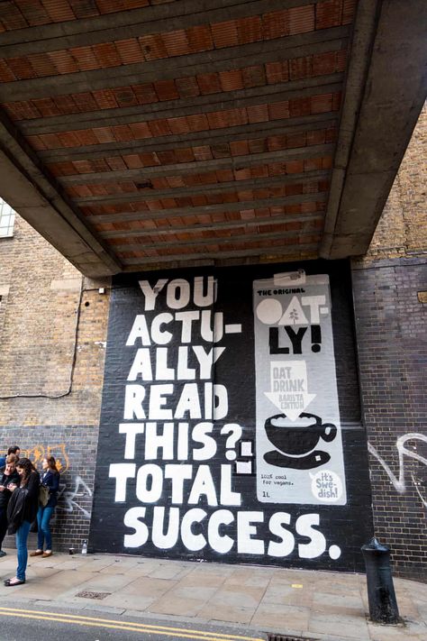 Oatly Advertising, Oatly Branding, Oatly Ads, Vegan Advertising, Advertising Campaign Ideas, Sustainable Advertising, Mural Advertising, Oatly Milk, Simple Advertising