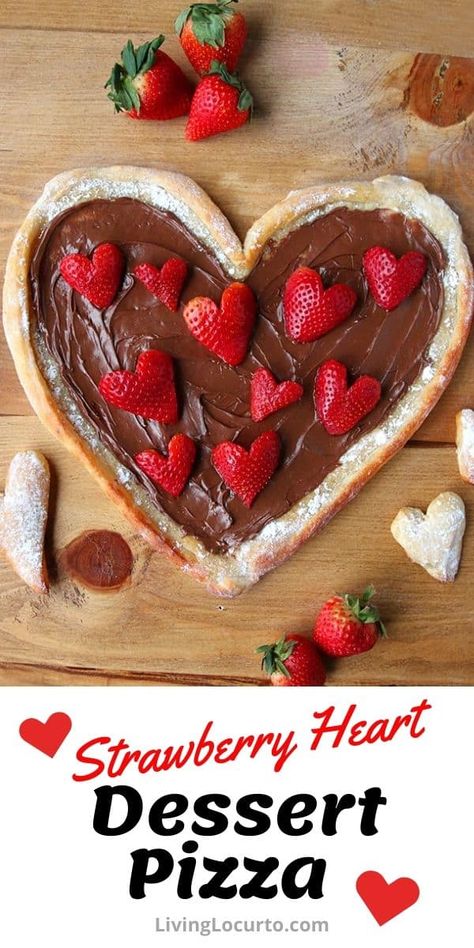 Recipe For Fruit Pizza, Fresh Strawberry Desserts, Chocolate Strawberry Desserts, Ground Hogs, Heart Fruit, Valentine Food, Nutella Pizza, Heart Desserts, Easy Fruit Pizza