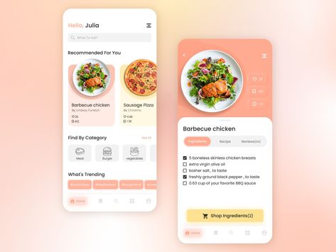 Recipes App Design, Recipe App Ui Design, Recipe App Design, Interface App, Recipe Book Design, Recipe App, Ui Ux App, Cooking App, Mobile App Design Inspiration