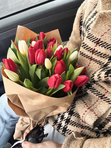 #flowers #tulips #bouquet #red #aesthetic #fashion #spring Valentines Tulip Bouquet, Flowers Valentines Day Bouquets Aesthetic, Red Tulips Aesthetic Bouquet, Valentines Aesthetic Flowers, Red Spring Aesthetic, Tulip Bouquet Aesthetic, Tulips Aesthetic Bouquet, Roses And Tulips Bouquet, Valentine Tulips