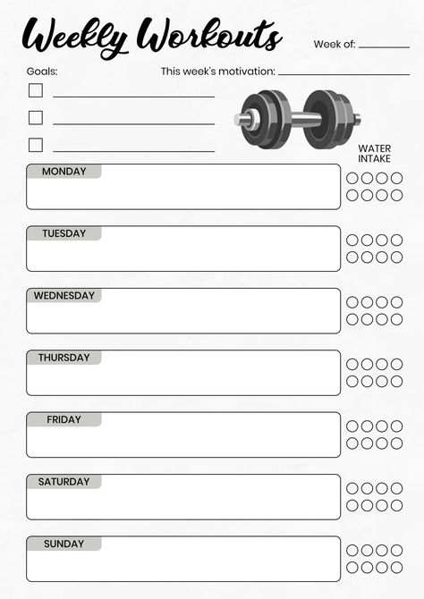 Organisation, Weekly Workout Planner Template, Workout Planner Printable Free, Sport Planner, Weekly Workout Tracker, Exercise Template, Workout Checklist, High Fitness, Workout Charts