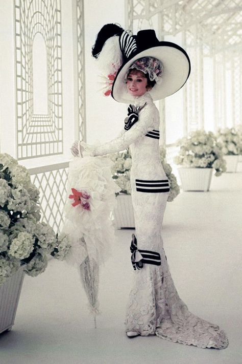 In honor of the digitally restored version of 'My Fair Lady' being released in theaters and on Blu-ray this October, we sat down with Costume Designers Guild president Salvador Perez to chat about the film's famous ensembles and why they've made such a lasting impression. Cecil Beaton, Black And White Costume, Ascot Dresses, Lady Outfits, Audrey Hepburn Photos, White Costumes, Audrey Hepburn Style, Portrait Photos, All White Outfit