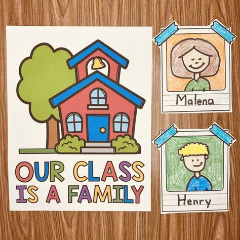 Our Class Is A Family Craft with Programmable Names - Simply Kinder Plus Story Elements Worksheet, Decodable Readers, Sight Word Books, Fire Drill, Family Units, Family Books, Writing Poems, Sight Word Activities, Family Crafts