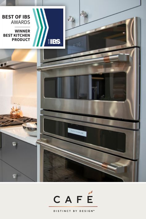 Congrats to the Café 5-in-1 Oven with Advantium Technology for being named the Best Kitchen Product in the 2019 Best of IBS Awards! Save time and space by uniting convection cooking, warming/proofing oven, microwave, speed-cooking oven with Advantium Technology and toaster oven capabilities in a single, striking 30-inch appliance. Advantium Oven, Wall Oven Kitchen, Cafe Appliances, Oven Kitchen, Wall Ovens, Dream House Design, Convection Cooking, Creek House, Countertop Appliances