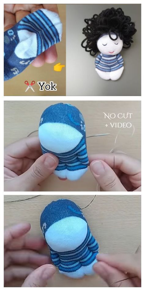 Diy Sock Toys, Socks Ideas, Crochet Baby Socks, Diy Rag Dolls, Doll Patterns Free, Sock Dolls, Sock Doll, Homemade Dolls, Sock Toys