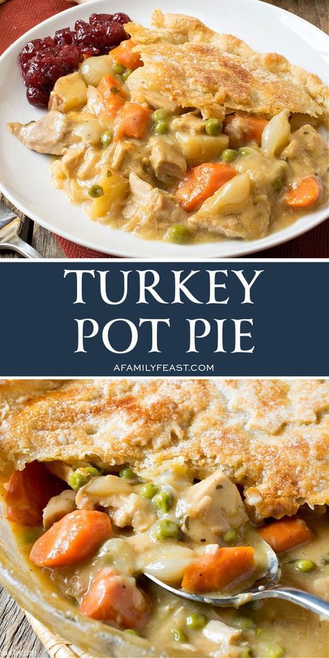 Our Turkey Pot Pie has chunks of tender turkey and vegetables in a flavorful, savory cream sauce - all nestled under a flaky, buttery crust. Turkey Chunks Recipes, Thanksgiving Turkey Pot Pie Recipe Easy, Turkey Pot Pie Recipe Easy Cream Of Chicken, Turkey Pot Pie Recipe Easy Pillsbury, Creamy Turkey Pot Pie, Healthy Turkey Pot Pie, Turkey Pot Pie With Stuffing Crust, Best Turkey Pot Pie, Turkey Pot Pie Recipe Easy