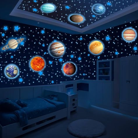 Amazon.com: LUMOSX Glow in The Dark Stars for Ceiling - 534pcs Solar System Stickers Glowing Stars Planets & Constellation EBook Glow Stars for Ceiling Glow in The Dark Stars and Planets for Ceiling (Green) : Baby Planet Themed Bedroom, Space Themed Rooms For Boys, Unisex Room For Kids, Astronaut Room For Boys, Space Themed Playroom, Space Themed Kids Room, Boy Space Bedroom, Bedroom For Boys Kids, Boy Space Room