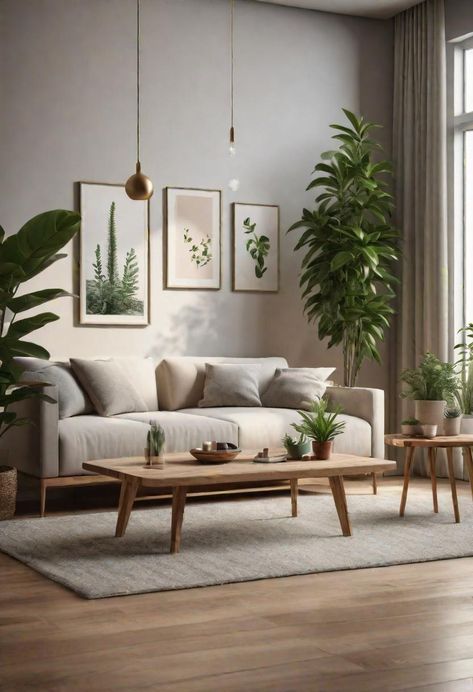 57 Sustainable Living Room Decor Ideas Eco Chic Decor, Plants In Small Apartment, Living Room Plants Ideas, Cozy Couches Living Room, Contemporary Living Room Decor Ideas, Small Living Area, Eco Friendly Living Room, Natural Living Room Decor, Sustainable Living Room