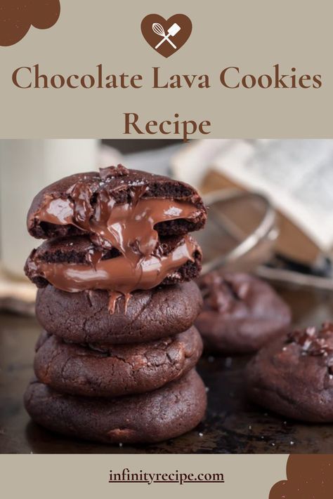 These delicious chocolate lava cookies are chewy chocolate cookies. Ingrédients Produits frais • 2 Egg yolks Aides culinaires et épices • 1 1/2 cups All-purpose flour • 1/2 tsp Baking powder • 3/4 cup Brown sugar, light packed • 1/2 cup Cocoa powder, Dutch process • 1 Powdered sugar • 1/2 tsp Salt • 1 cup Semi-sweet chocolate chips • 1 1/2 tsp Vanilla • 1/4 cup White sugar, granulated Produits laitiers • 3/4 cup Butter, unsalted • 1/2 cup Heavy whipping cream Gooey Chocolate Lava Cookies, Lava Cookies Recipe, Chocolate Cookies With Chocolate Chips, Molten Lava Cake Cookies, Chocolate And Vanilla Cookies, Chocolate Lava Cake Cookies, Chocolate Chip Lava Cookies, Chocolate Lava Cookies Recipes, Chocolate Lava Brownie Cookies