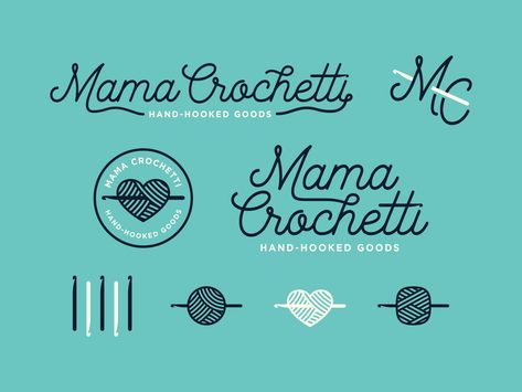 Crochet Branding, Yarn Logo, Crochet Logo, Logo Exploration, Fancy Logo, Clothing Logo Design, Flat Color Palette, Logo Knit, How To Purl Knit