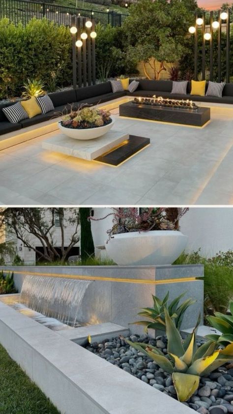 Kolam Koi, Modern Backyard Landscaping, Backyard Seating, Backyard Remodel, Modern Backyard, Have Inspiration, Outdoor Gardens Design, Backyard Fire, Design Exterior