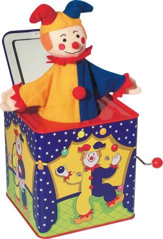 Musical jack-in-the-box toy features classic tin box, cloth jester and plays "Pop Goes The Weasel". Toddlers still squeal with delight at the classic musical Jack-in-the-Box. Kawaii, Pop Goes The Weasel, Vermont Country Store, Cute Clown, Clowning Around, Tech Toys, Fisher Price Toys, Kid Core, Jack In The Box