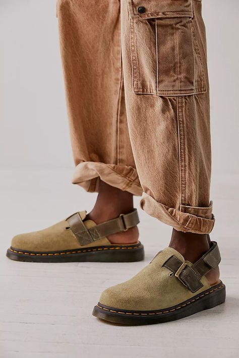 Dr. Martens Jorge II Slingbacks | Free People Dr Martens Jorge Ii, Dr Martens Jorge, Mules Outfit, Clogs And Mules, Wedge Mules, Clogs Style, Suede Mules, Platform Loafers, Slingbacks