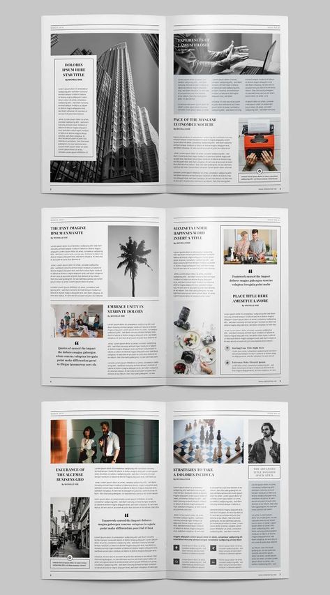 Indesign Newsletter Layout, Magainze Layout Design, Modern Newsletter Design, Modern Magazine Layout Design, Modern Newsletter, Magazine Page Design, Magazine Page Layouts, Newsletter Design Templates, Indesign Layout