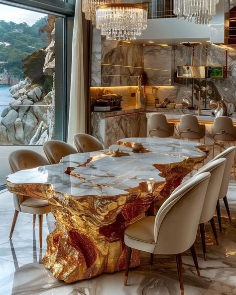 Switzerland Mansion, Strange Furniture, Luxury Dining Room Decor, Luxury Living Room Inspiration, Lefkada Greece, Kitchen Design Gallery, Arabic Clothing, Marble Interior, Beautiful Bedroom Decor