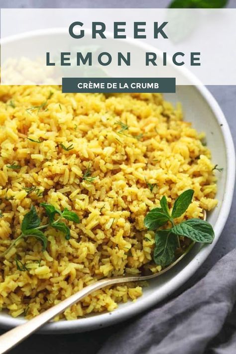 Lemon Rice Recipe, Greek Rice, Greek Lemon Rice, Salad Appetizer Cups, Sausage Pasta Recipes, Healthy Baked Chicken, Greek Lemon Chicken, Rice Side, Lemon Rice