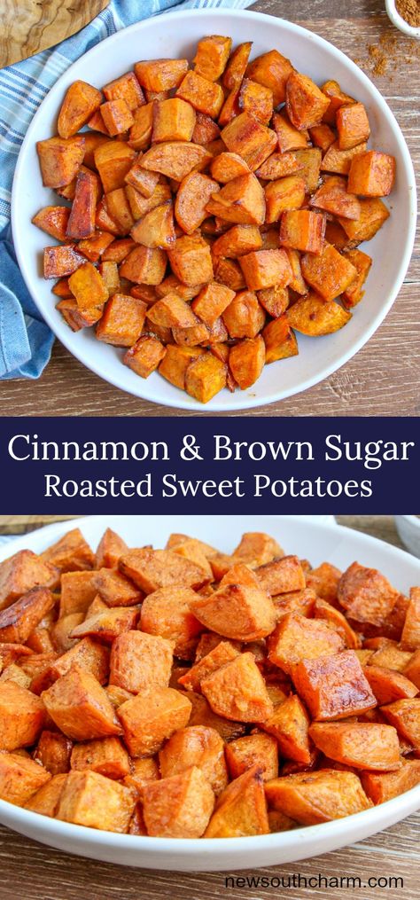 Picnic Sides, Brown Sugar Sweet Potatoes, Sweet Potato Oven, Root Vegetables Recipes, Chef Aj, Sweet Potato Recipes Roasted, Oven Roasted Sweet Potatoes, Sweet Potato Dishes, Sweet Potatoe Bites