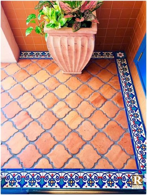 Tile For Bathroom Walls, Mexican Tile Floors, Mexican Tile Bathroom, Mexican Tile Floor, Spanish Style Tile, Tile For Bathroom, Hacienda Homes, Saltillo Tile, Mexican Tiles