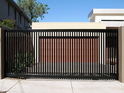 Steel Gates Design Modern, Automatic Gate Ideas, Metal Gates Entrance, House Steel Gate Design, House Main Gates Design Steel, Industry Gate Design, Driveway Gates, House Front Gate Steel, Colony Entrance Gate Design Modern