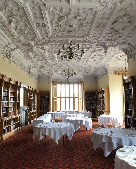 Country House Obsession on Instagram: “The incredible Library at Stoke Rochford Hall blew me away as I entered, I wasn’t expecting such a beautiful and vast room, the ceiling has…” The Ceiling, Country House, Ceiling, The Incredibles, Table Decorations, Furniture, On Instagram, Home Decor, Instagram