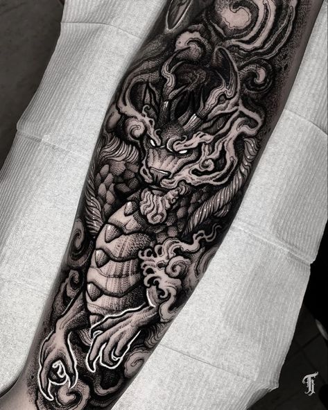 Arm Cover Up Tattoos, Half Sleeve Tattoos Sketches, Black Dragon Tattoo, Black Sleeve Tattoo, Dragon Tattoo Ideas, Dragon Sleeve, Basic Tattoos, Bts Tattoos, Dragon Sleeve Tattoos