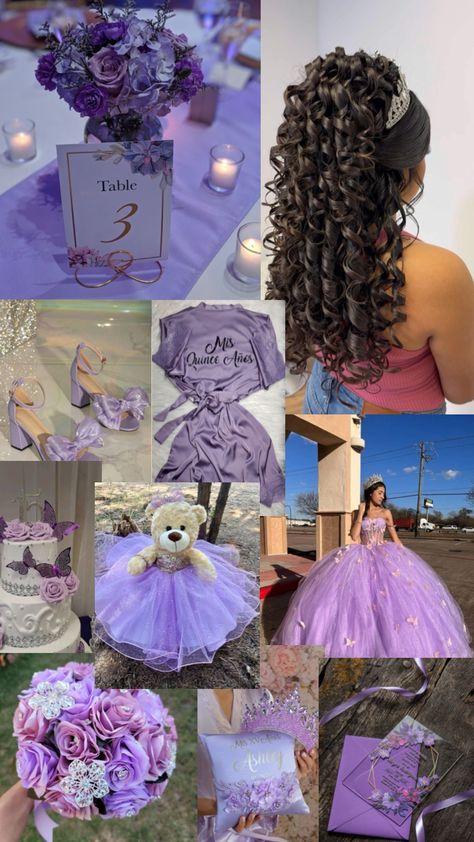 Quinceanera Purple Theme, Lavender Quince Dress, Cute Quinceanera Dresses, Purple Quinceanera Theme, Purple Sweet 16, Rapunzel Wedding, Lavender Quince, Sweet 15 Party Ideas Quinceanera, Sweet 15 Party Ideas