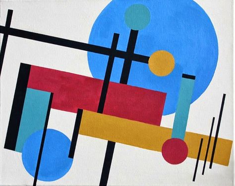 Kazimir Malevich Inspired Geometric Abstract Modern Painting Kazimir Malevich, Kandinsky Art, Istoria Artei, Shapes Art, Geometric Design Art, Green World, Geometric Shapes Art, Bauhaus Design, Elementary Art Projects