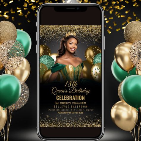 Emerald Green And Gold Balloons | Zazzle Gold Theme Birthday, White Party Theme, 19 Birthday, Birthday Dinner Invitation, Emerald Green And Gold, Birthday Plans, 41st Birthday, 50th Bday, Gold Party Decorations