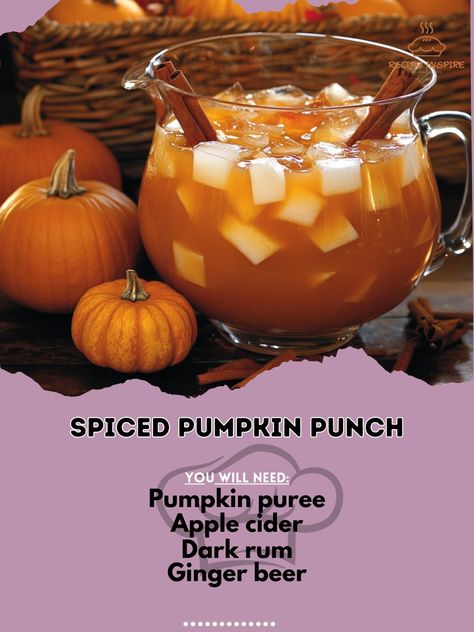 Autumn Beverages, Pumpkin Punch, Pumpkin Drink, Pumpkin Drinks, Halloween Punch, Brunch Bubbly, Recipes Tutorials, Pumpkin Squash, Fall Gathering