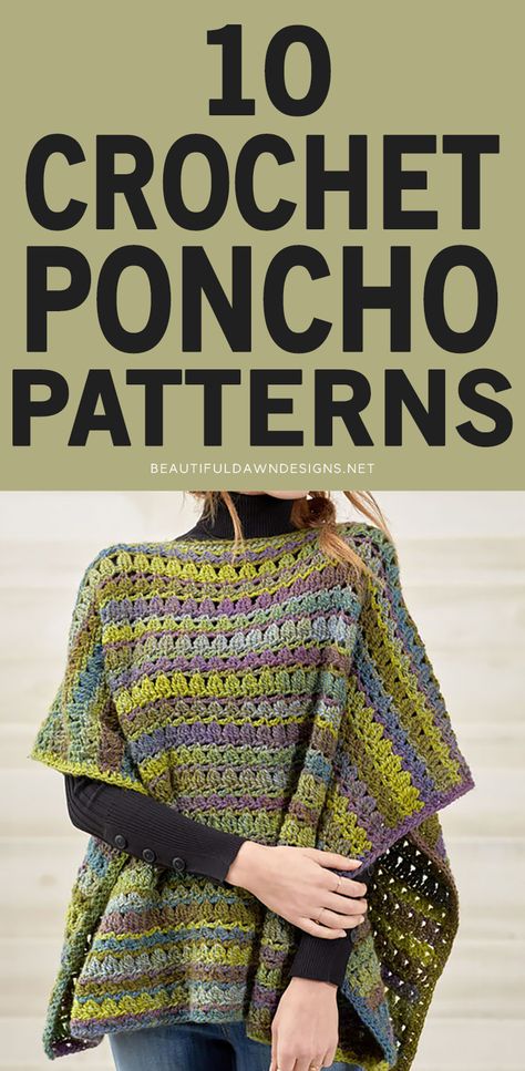 Raise your hand if you love crochet poncho patterns. In this post you'll find 10 free crochet poncho patterns that are suitable for all sizes. Beginners poncho. #crochet #handmade Poncho Sweater Pattern, Rectangle Shawl Pattern, Crochet Poncho Patterns Easy, Crochet Poncho Pattern, Crochet Scarf Patterns, Poncho Au Crochet, Poncho Patterns, Poncho Design, Crochet Poncho Free Pattern