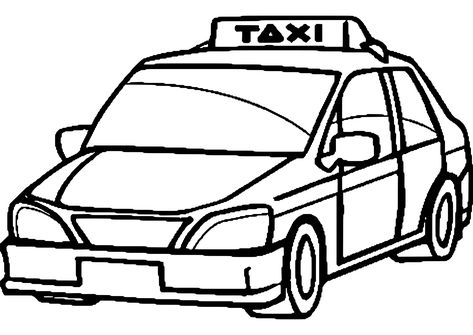 Taxi (Transport) #137208 (albumdecoloriages.com) Taxi Drawing, Color Pages Printable, New York Drawing, Plastic Fou, Mermaid Waves, Yellow Cabs, Big Twist, Coloring Drawing, Easy Drawings For Kids