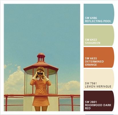 House Palettes, Wes Anderson Color Palette, Anderson Aesthetic, Wes Anderson Aesthetic, Coral Colour Palette, Kingdom Art, Wes Anderson Movies, The Royal Tenenbaums, Moonrise Kingdom