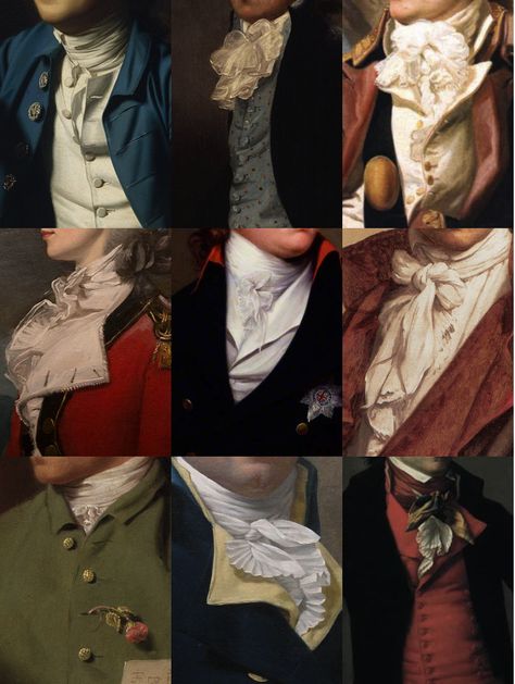 Cravats <3 #cravats #fashion #english #british #aesthetics British Culture Fashion, 18th Century British Fashion, France 1800s Fashion, Victorian England Aesthetic Fashion, English Aristocracy Aesthetic, French Aristocracy Fashion, Late 1700s Fashion Men, Victorian Male Fashion Aesthetic, Courtier Aesthetic