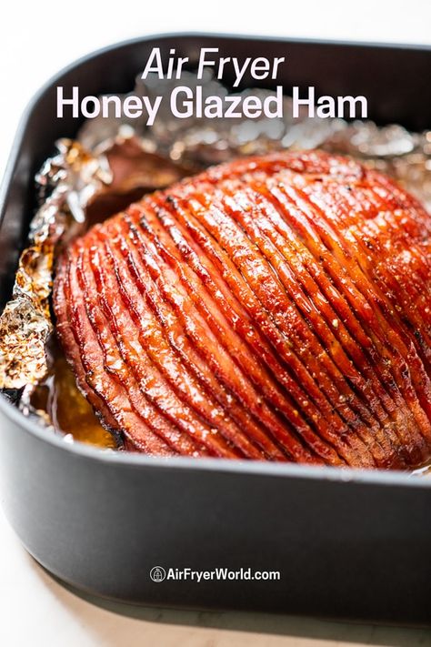 Airfryer Ham, Air Fryer Ham, Honey Baked Ham Recipe, Ninja Grill, Fried Ham, Ham Glaze Brown Sugar, Ham Recipes Baked, Ham Glaze Recipe, Honey Glazed Ham