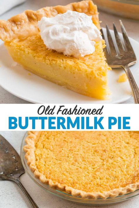 Best Buttermilk Pie, Southern Buttermilk Pie, Buttermilk Pie Recipe, Chess Pie Recipe, Buttermilk Pie, Pantry Ingredients, Buttermilk Recipes, Easy Pie, Custard Pie