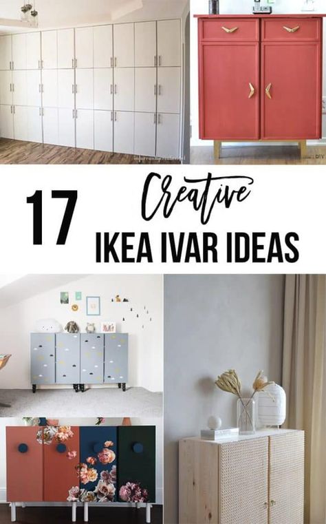 Save these AMAZING Ikea Ivar hacks for the future! So many creative ideas to use the Ikea Ivar Cabinet Cabinet Makeover Ideas, Ivar Ikea Hack, Ivar Cabinet, Ikea Ivar Cabinet, Armoire Ikea, Hacks Ikea, Ikea Ivar, Ikea Hack Ideas, Deco Studio