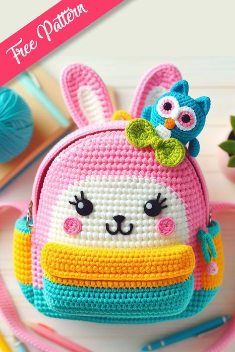 Crochet Bunny Backpack Whimsical Octopus, Octopus Crochet, Crochet Cocoon, Crochet Backpack Pattern, Bunny Backpack, Crochet Phone Cases, Doll Backpack, Kids Purse, Backpack Cute