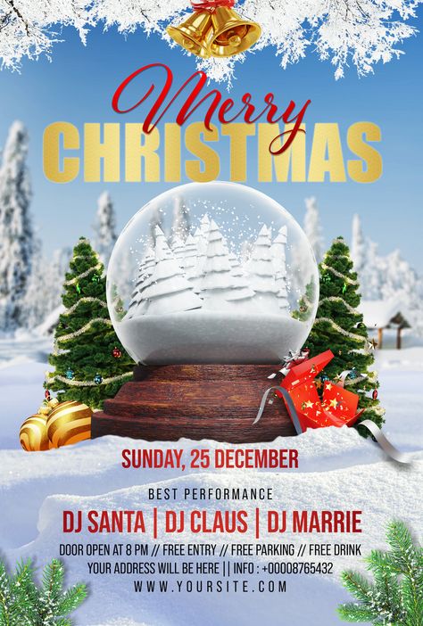 Merry Christmas Flyer or Poster Template#pikbest#templates New Year Poster Design, Christmas Poster Design, Merry Christmas Poster, Christmas Graphic Design, Fitness Flyer, Christmas Globes, Flyer Free, Christmas Squares, Sparkle Party