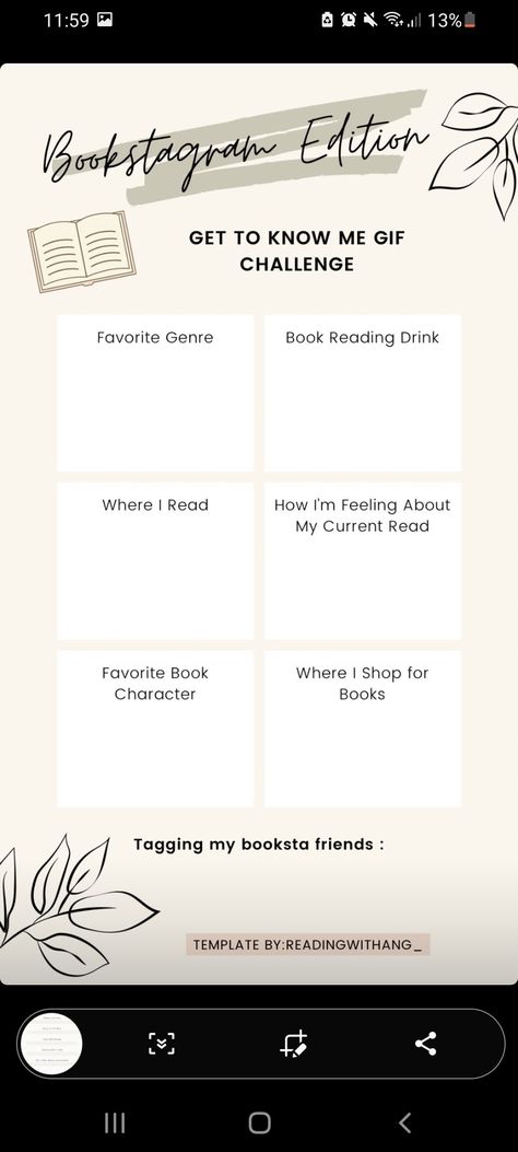 About The Reader Template, Bookstagram Get To Know Me, Booksta Templates, About Me Template, Book Review Template, Review Template, Book Reading Journal, Bookish Stuff, Bookstagram Inspiration