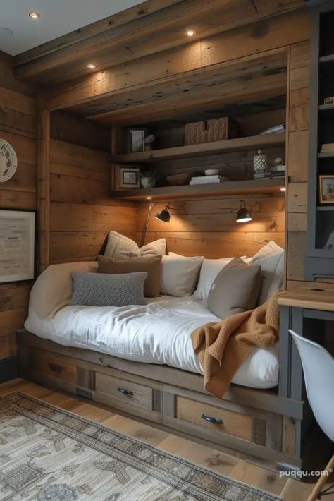 Bedroom Ideas For Small Rooms To Maximize Space - Puqqu Shed Bedroom Ideas, Shed Bedroom, Small Rustic House, Blue Bedroom Walls, Light Colored Furniture, Art Deco Living Room, Bedroom False Ceiling Design, Small Bedroom Designs, Apartment Bedroom