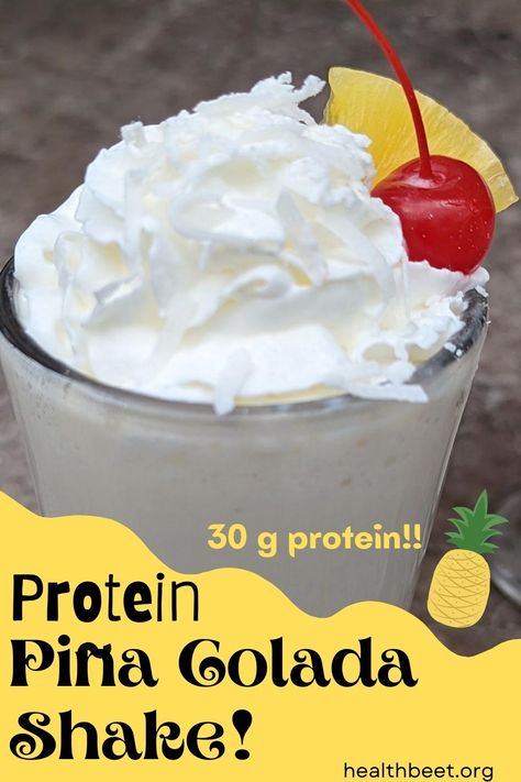 Pina Colada Shake, Creamy Pina Colada, Vanilla Protein Shake Recipes, 30 G Protein, Health Beet, Vanilla Protein Smoothie, Protein Drink Recipes, Peanut Butter Protein Shake, Peanut Butter Shake