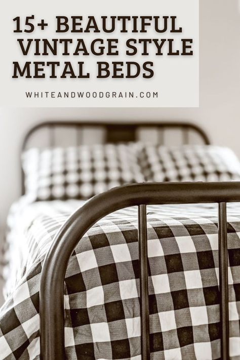 Metal Bed Decor Bedroom Ideas, Bedrooms With Metal Bed Frames, Bronze Metal Bed Frame Bedroom Ideas, Antique Iron Beds Bedroom, White Wrought Iron Bed, Old Metal Bed Frame Ideas, Rod Iron Bedroom Ideas, Metal Bed Frame Bedroom Ideas Vintage, Black Iron Bed Decor