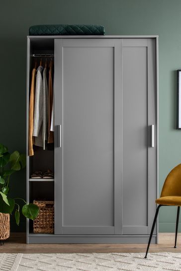 Grey Wardrobe Bedroom, Sliding Wardrobe Design, Sliding Door Wardrobe Designs, Grey Wardrobe, Bedroom Ideas For Small Rooms Cozy, Free Standing Wardrobe, Wardrobe Door Designs, Double Wardrobe, Sliding Wardrobe Doors