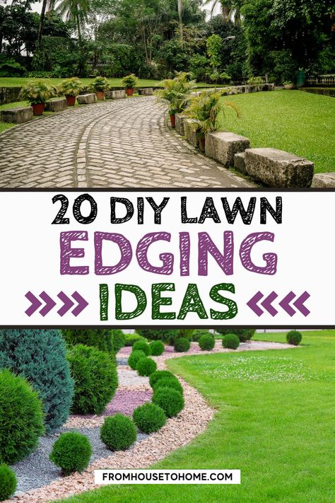 To make your garden look its best, try one of these lawn edging ideas that will keep the grass from growing into your flower beds. | Garden Paths Lawn Edging Ideas, Wood Garden Edging, Garden Edge, Diy Lawn, Lawn Care Tips, Edging Ideas, Garden Area, Landscape Edging, Lawn Edging