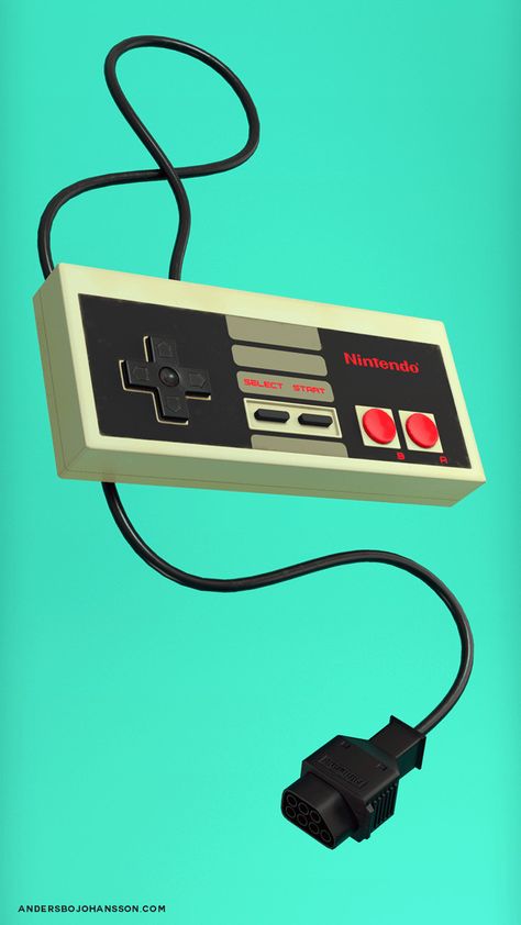 NES controller, Anders Bo Johansson on ArtStation at https://www.artstation.com/artwork/k0y9d Retro Game Controller, Nintendo Controller Art, Gaming Artwork, Retro Game Console, Retro Games, Game Controller Art, Nes Controller, Retro Games Wallpaper, Nintendo Controller