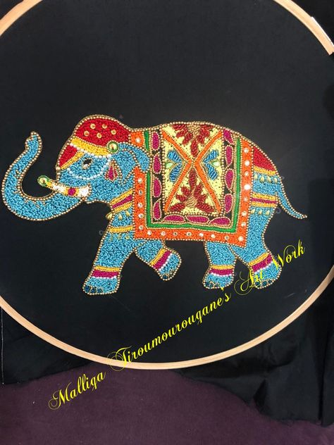 Elephant Drawing For Embroidery, French Knot Design, Peacock Embroidery Designs, Aari Design, Hand Work Design, New Embroidery Designs, Embroidery On Kurtis, Jewelry Design Drawing, Aari Embroidery